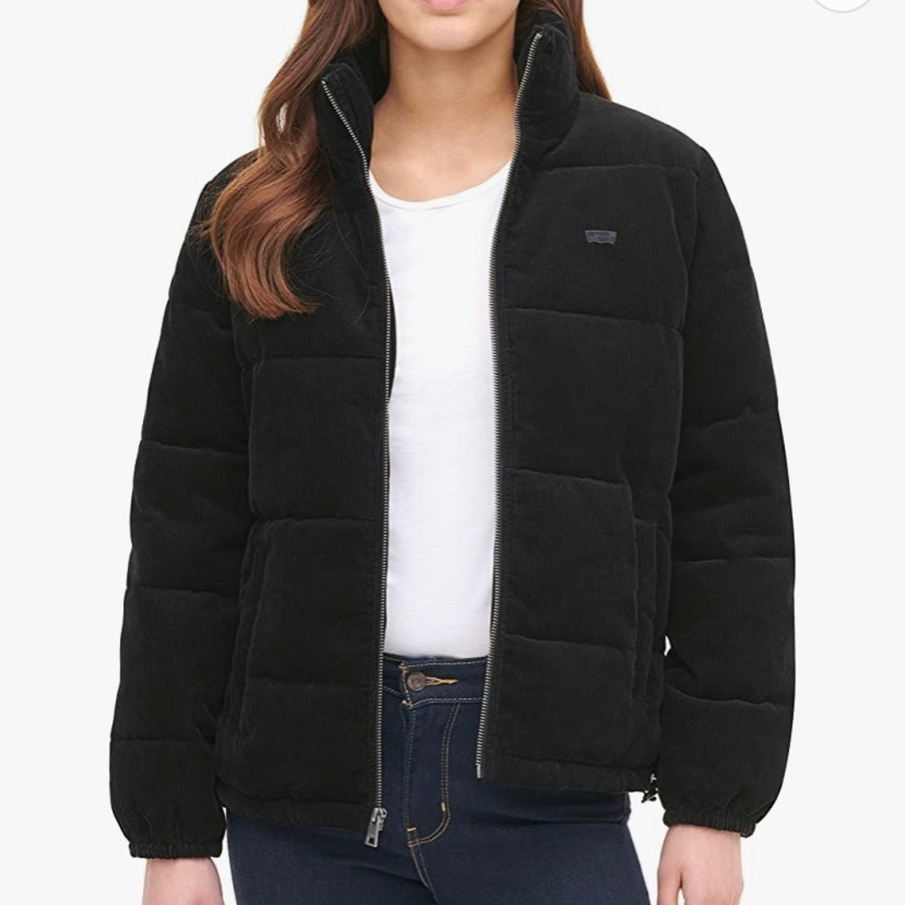 black cropped puffer jacket